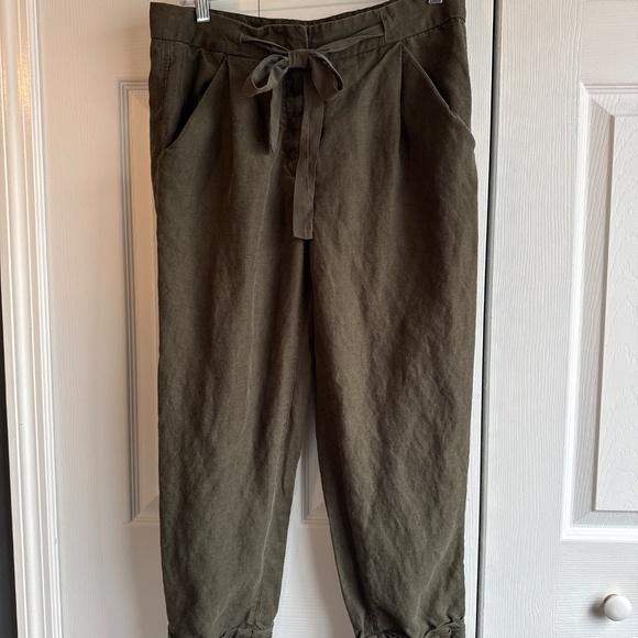 Aritzia Wilfred linen blend olive green pants size 6 - Picture 2 of 5